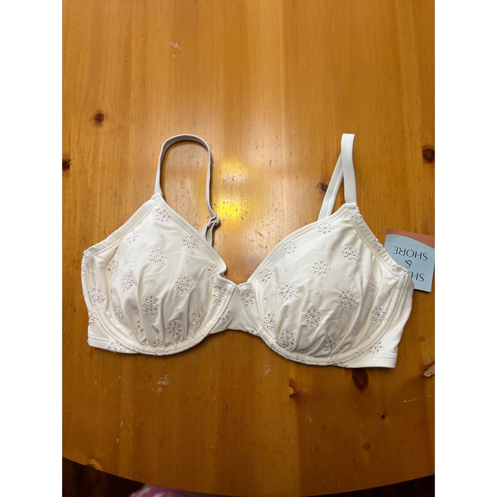 Shade & Shore TARGET White Eyelet Floral Underwire Bikini Top 38DD NWT